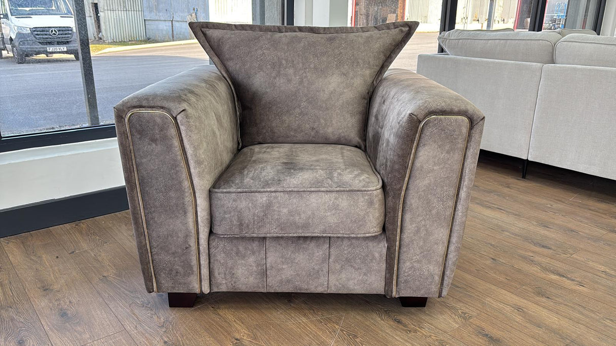 Venus Armchair Sofa (Available in Ashley Velvet Silver, Charcoal or Brown)