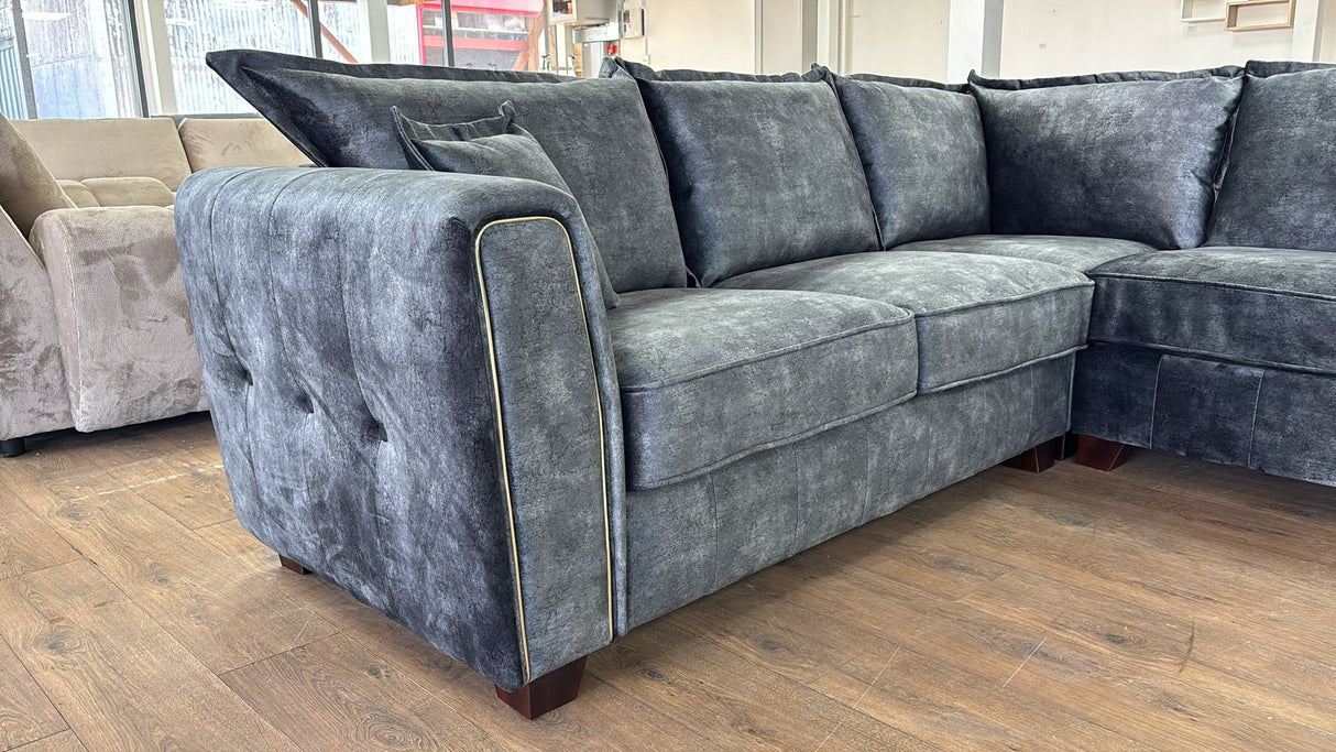 Venus Corner Sofa (Available in Ashley Velvet Silver, Charcoal or Brown)