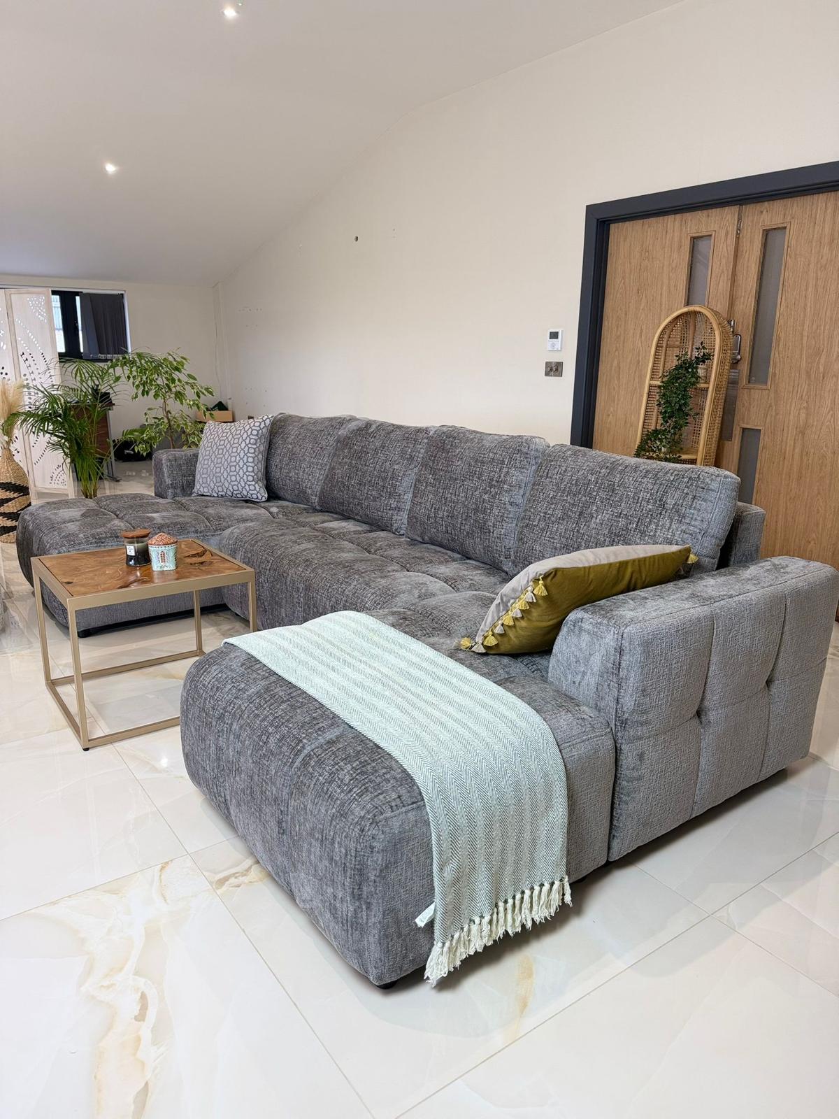 Sofia U-Shape Sofa Bed with Storage (Available in Green, Beige or Grey)
