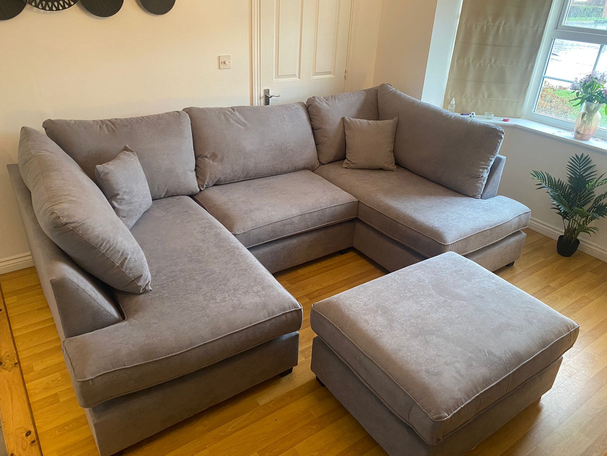 Westminster U-Shape/Cinema Sofa (Available in Plush Velvet Champagne, Plush Velvet Grey, Plush Velvet Black, Linen Beige, Linen Light Grey, Linen Charcoal, Boucle Cream or Boucle Grey)