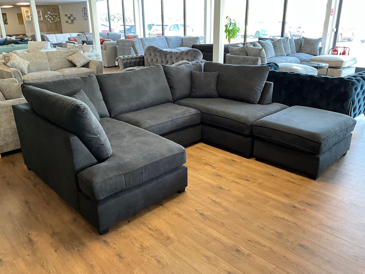 Westminster U-Shape/Cinema Sofa (Available in Plush Velvet Champagne, Plush Velvet Grey, Plush Velvet Black, Linen Beige, Linen Light Grey, Linen Charcoal, Boucle Cream or Boucle Grey)