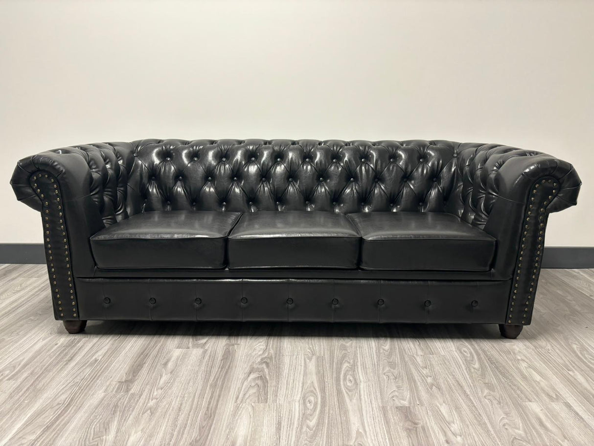 Hampton Chesterfield Leather 3 and 2 Seat Sofa Bundle Deal (Available in Black Leather, Antique Brown Leather or Oxblood Red Leather)