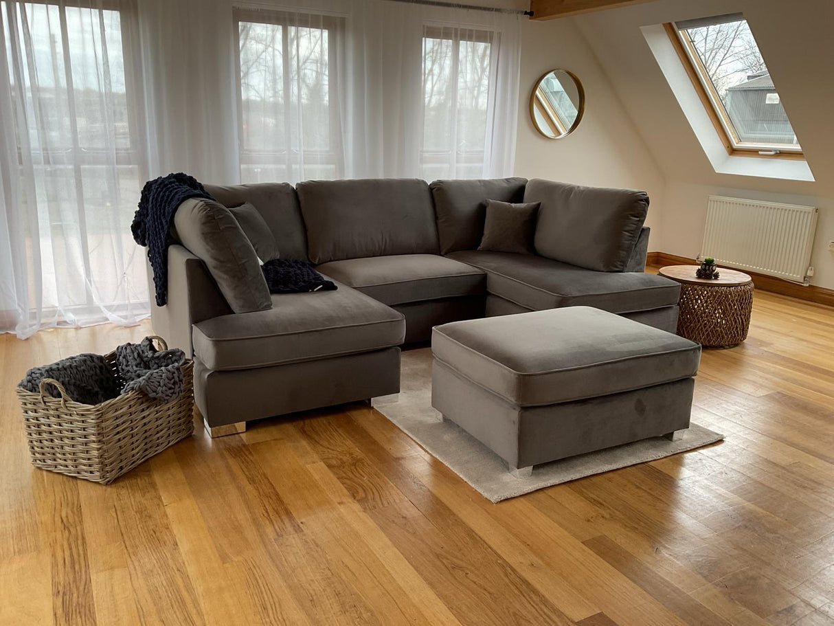 Westminster U-Shape/Cinema Sofa (Available in Plush Velvet Champagne, Plush Velvet Grey, Plush Velvet Black, Linen Beige, Linen Light Grey, Linen Charcoal, Boucle Cream or Boucle Grey)