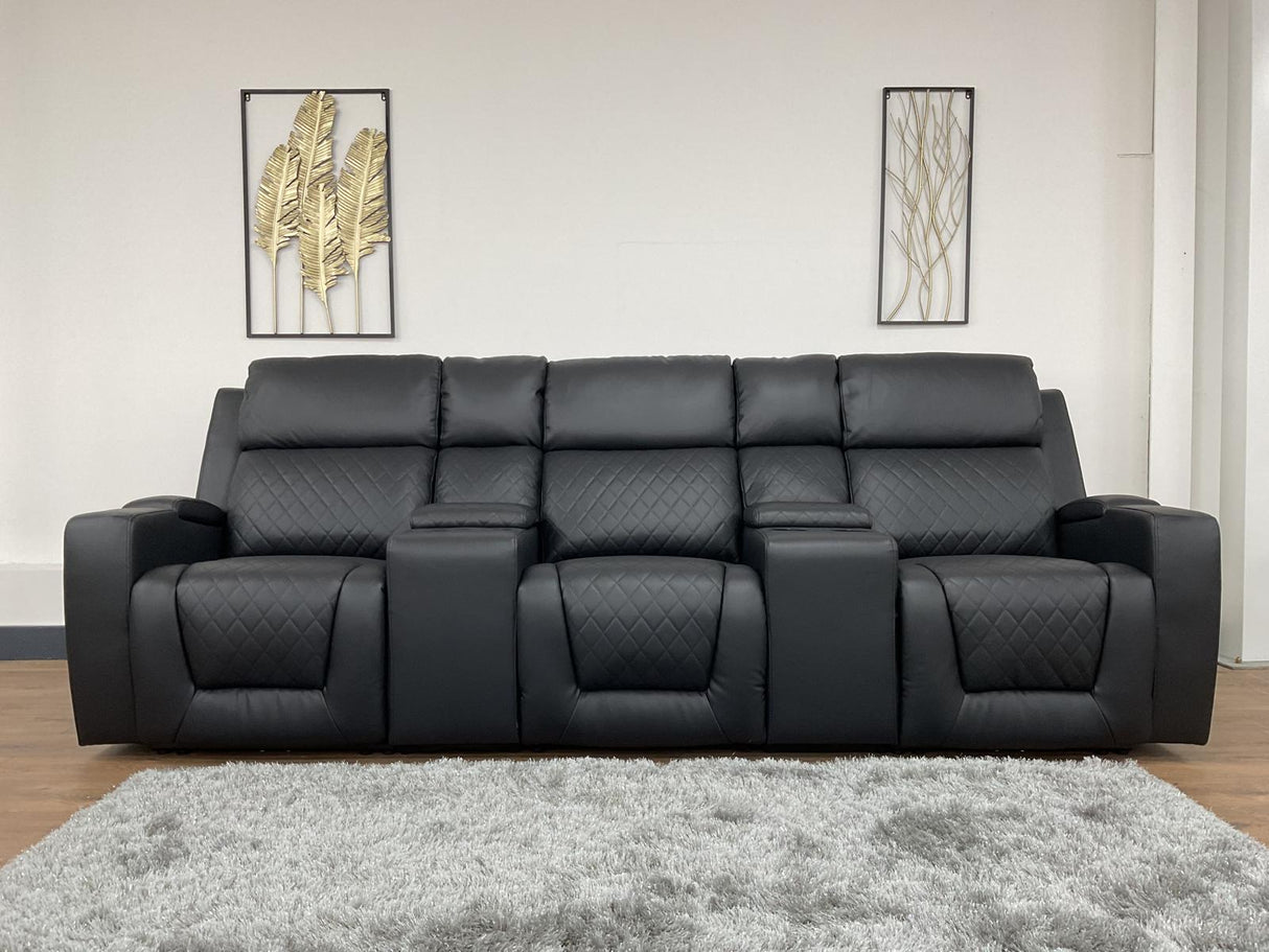 Napoli 3 Seat Electric Recliner Cinema Sofa (Available in Leather Black, Grey or Red)