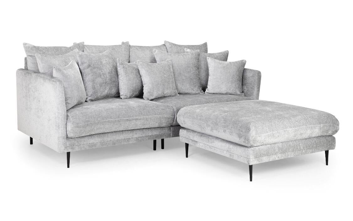 Wimbledon 4 seat sofa with footstool (Available in Velvet Silver)