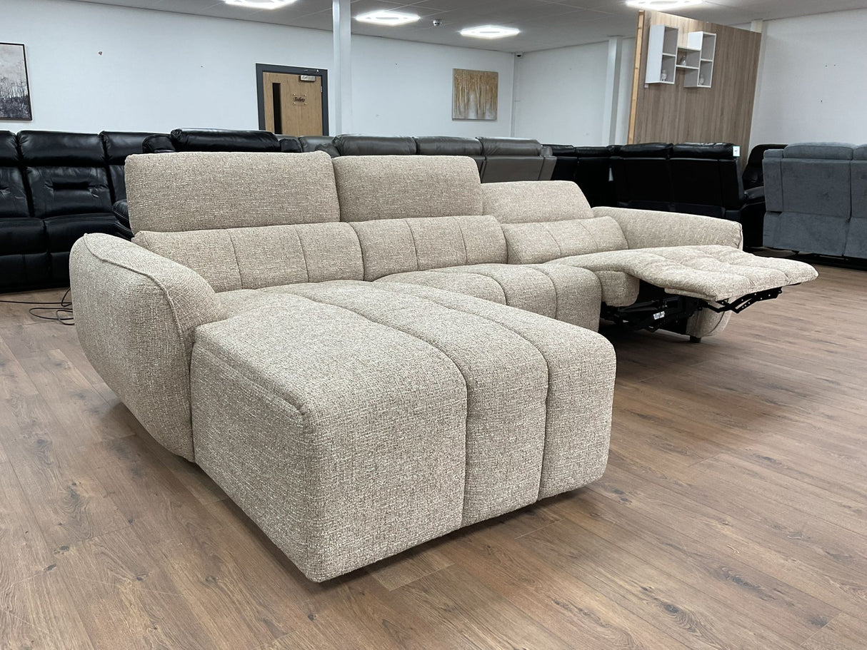 Tuscany Electric Recliner Corner Sofa (Available in Tweed Silver, Mocha or Charcoal)