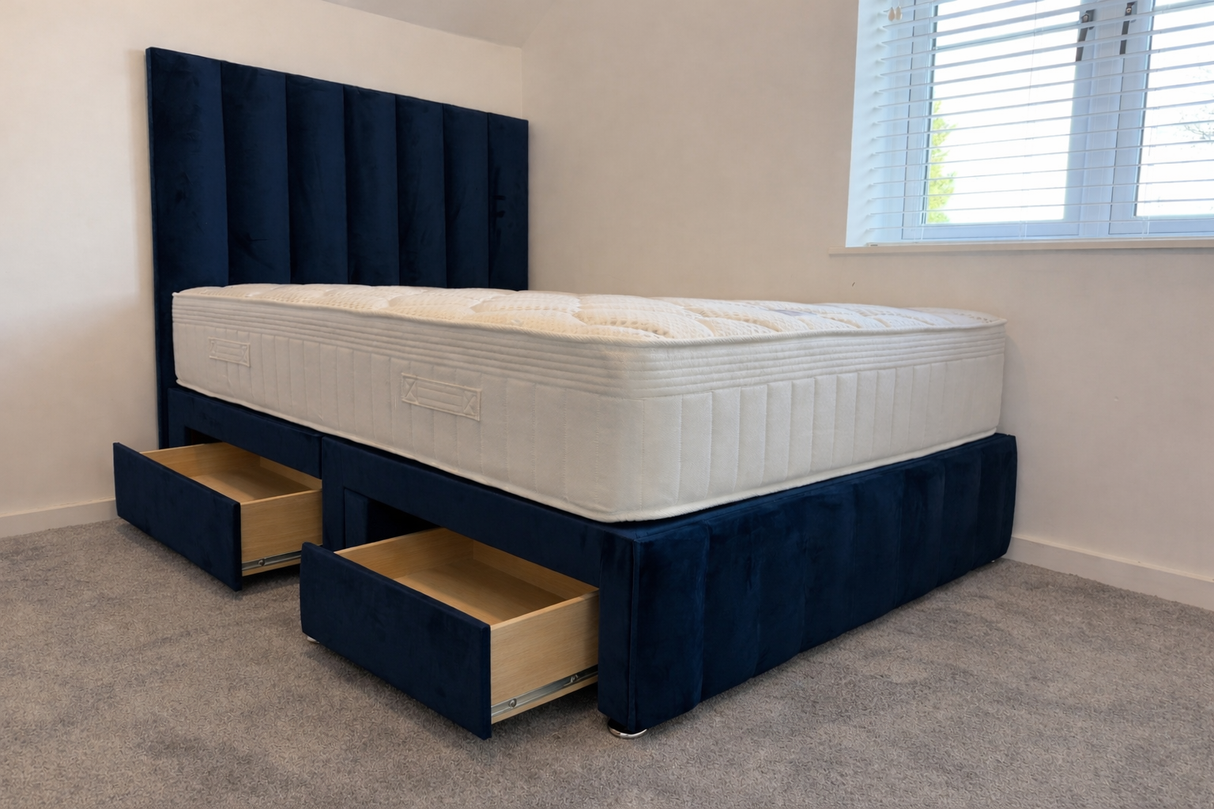 Bella Floor Standing Headboard With 2 Drawer Divan Base With Footboard