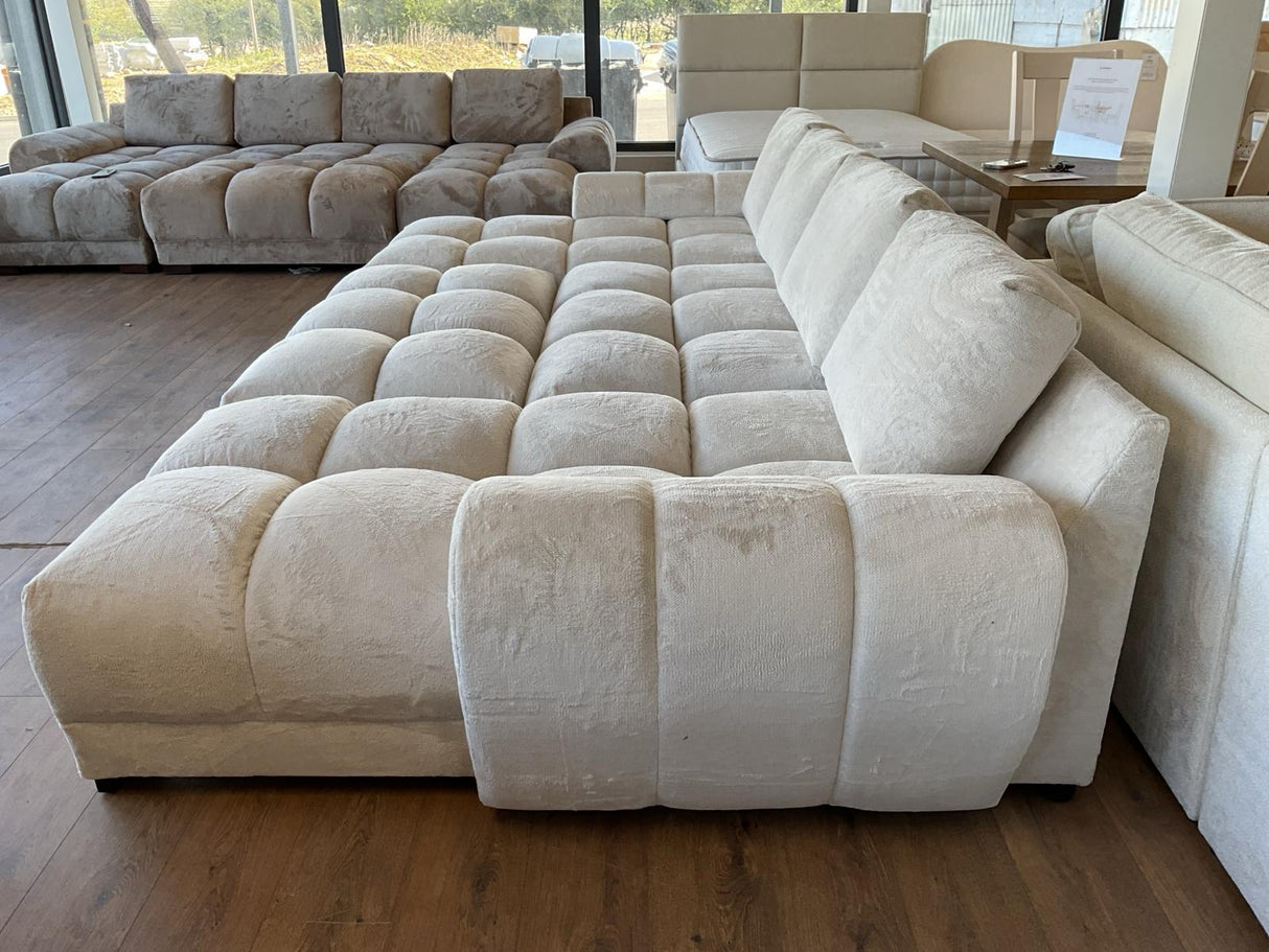 Stella U-Shape/Cinema Sofa (Available in Velvet Cream, Mocha or Grey)