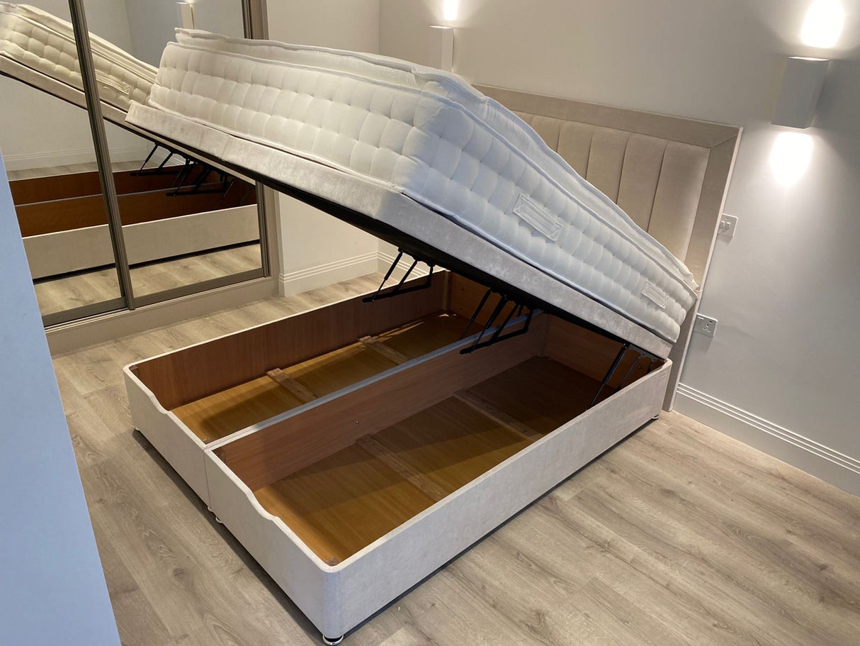 Leah Floor Standing Headboard With Ottoman Storage Divan Base