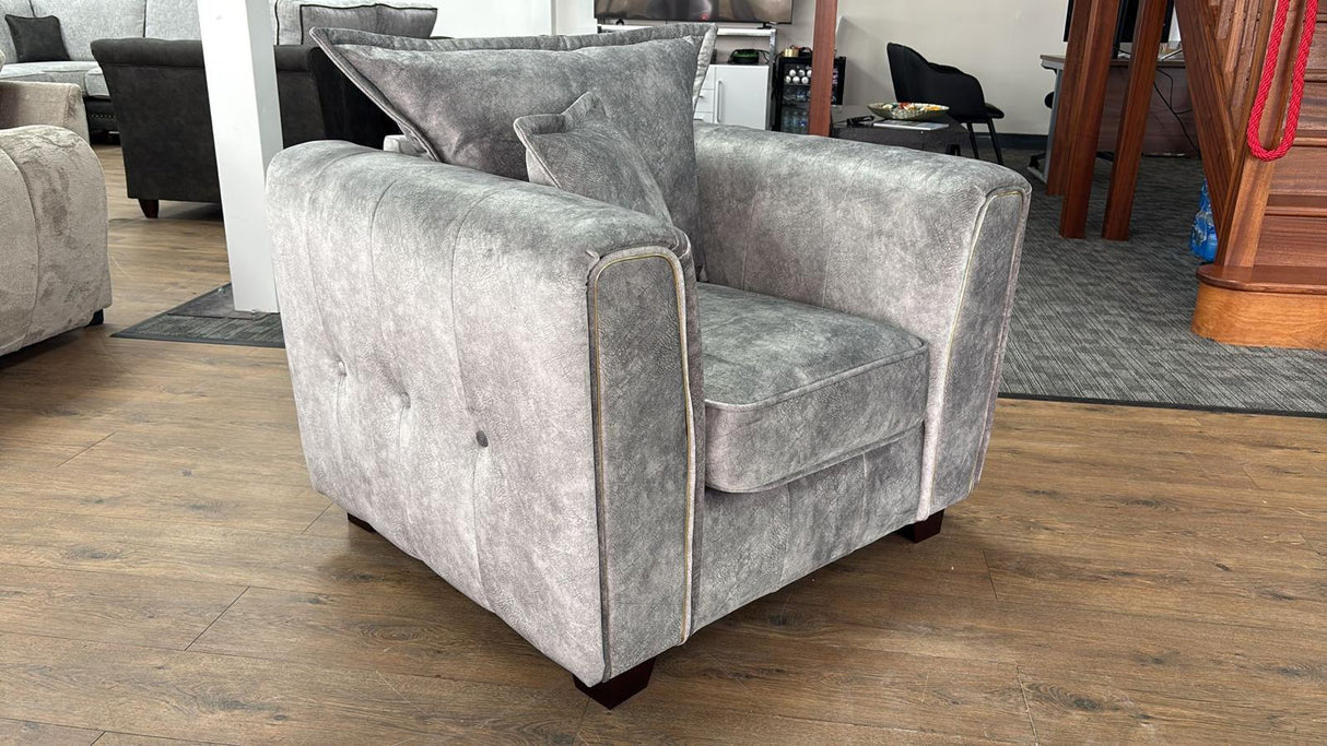 Venus Armchair Sofa (Available in Ashley Velvet Silver, Charcoal or Brown)