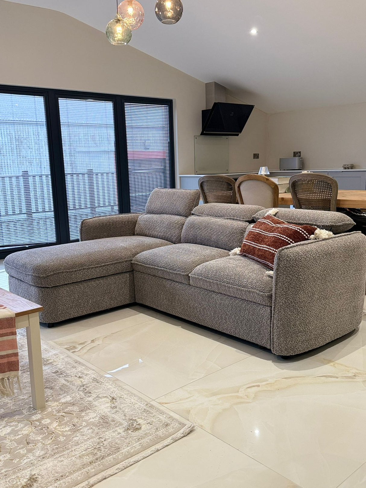 Naples Corner Sofa Bed with Storage (Available in Chenille Grey, Blue, Beige or Green)