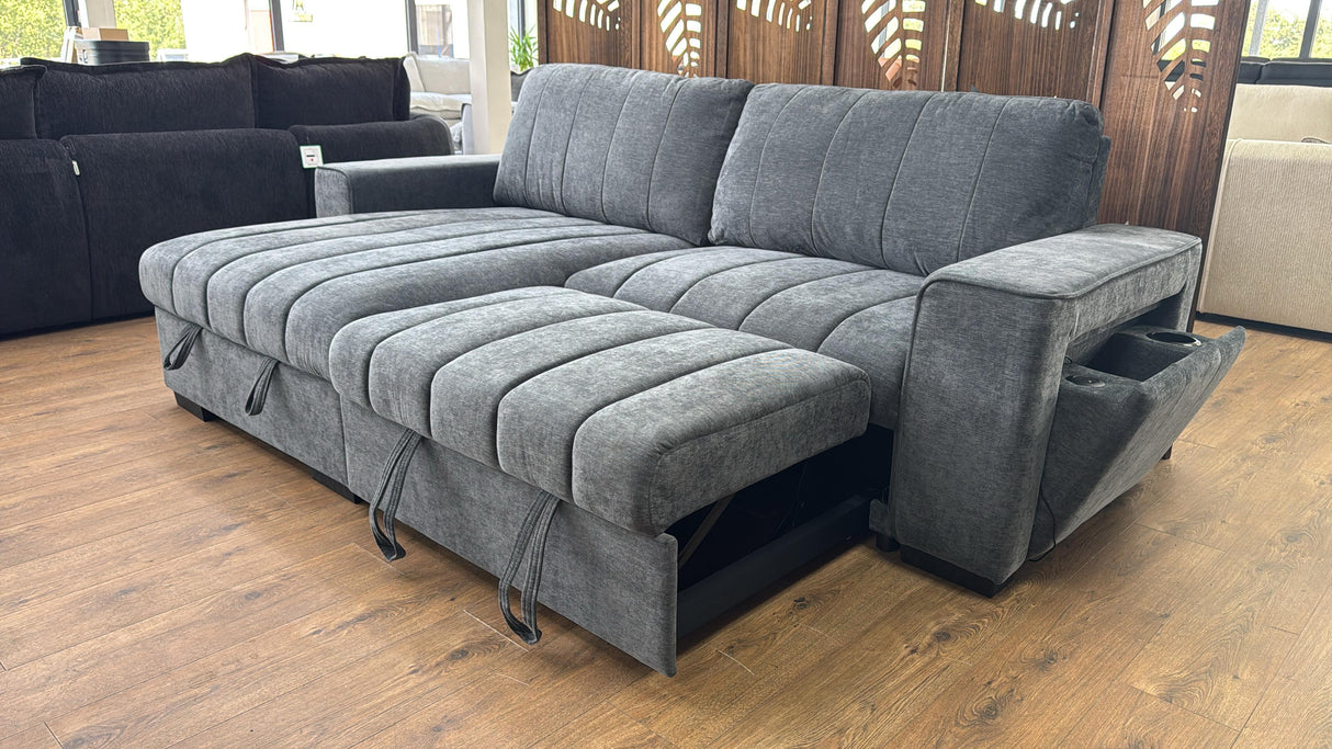 Benji Corner Storage Sofa Bed (Available in Grey or Beige)