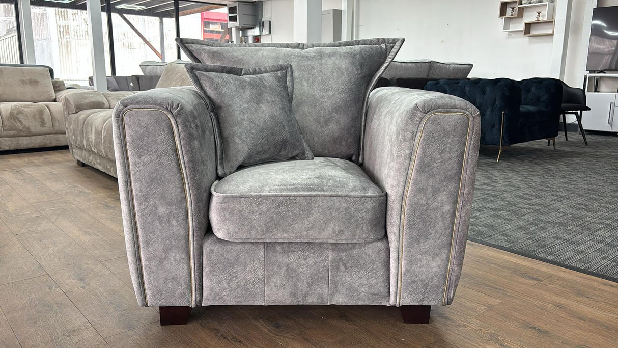 Venus Armchair Sofa (Available in Ashley Velvet Silver, Charcoal or Brown)