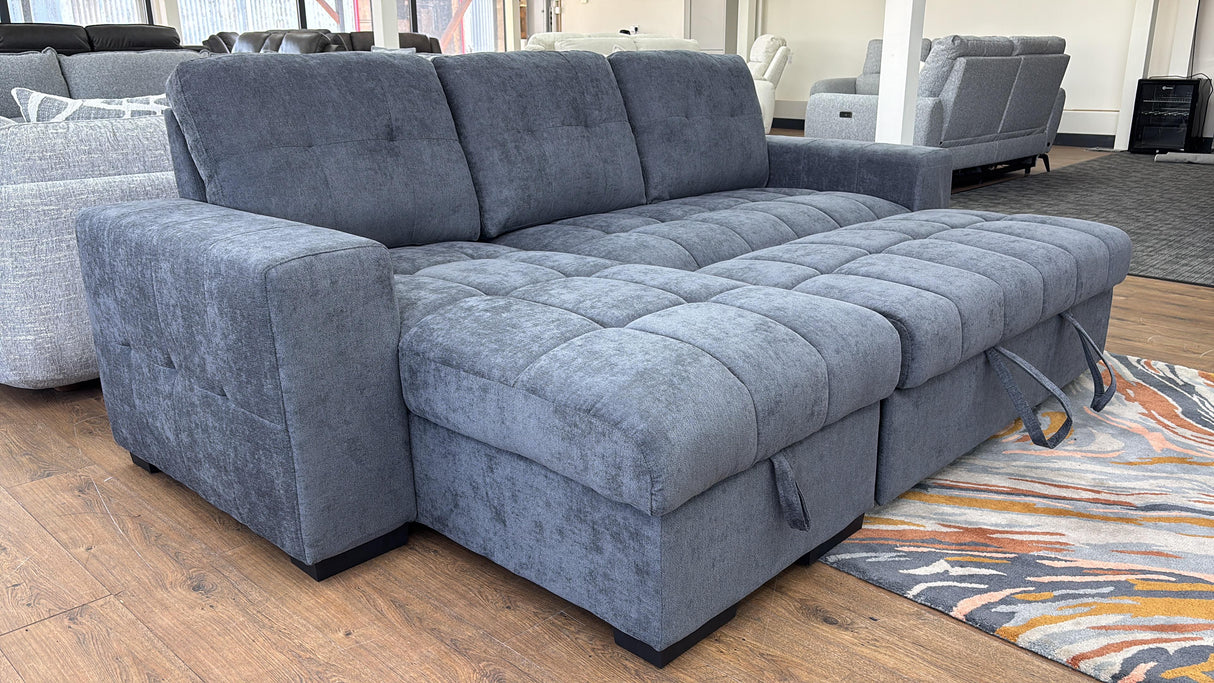 Milano Corner Sofa Bed with Storage (Available in Chenille Cream, Dark Grey or Teal)