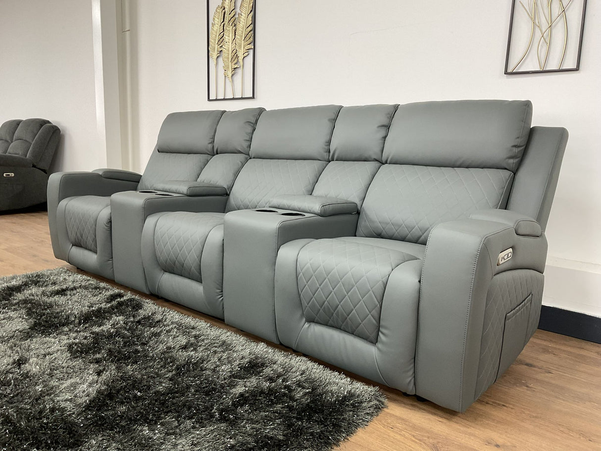 Napoli 3 Seat Electric Recliner Cinema Sofa (Available in Leather Black, Grey or Red)