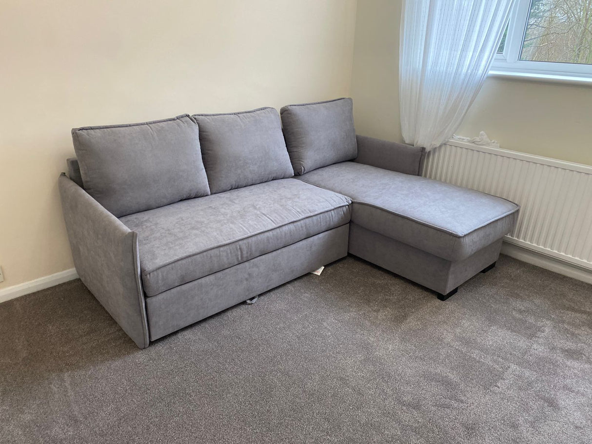 Megan Corner Sofa Bed with Storage (Available in Chenille Teal, Light Grey Dark Grey or Stone)