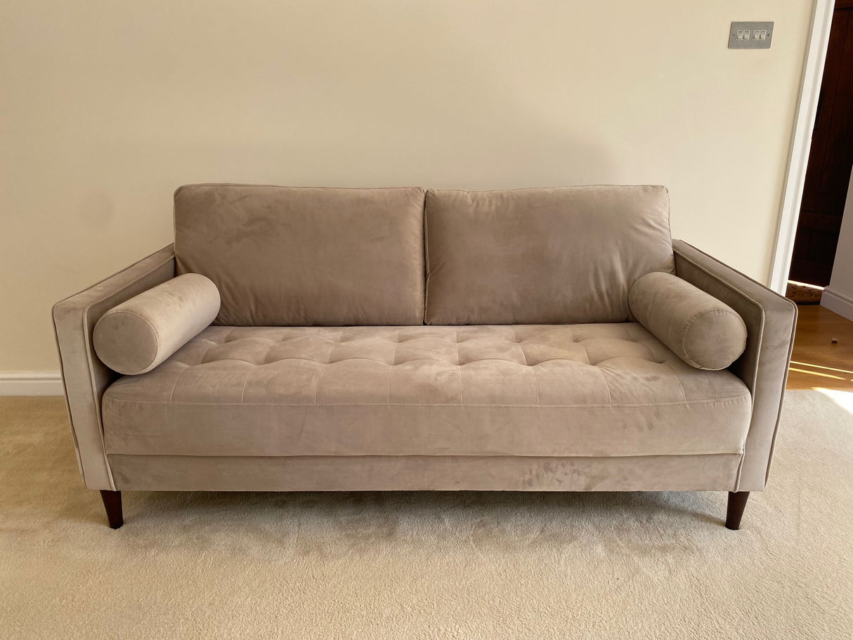 Brooklyn 3 Seat Sofa (available in Plush Velvet Silver, Green, Blue or Beige)