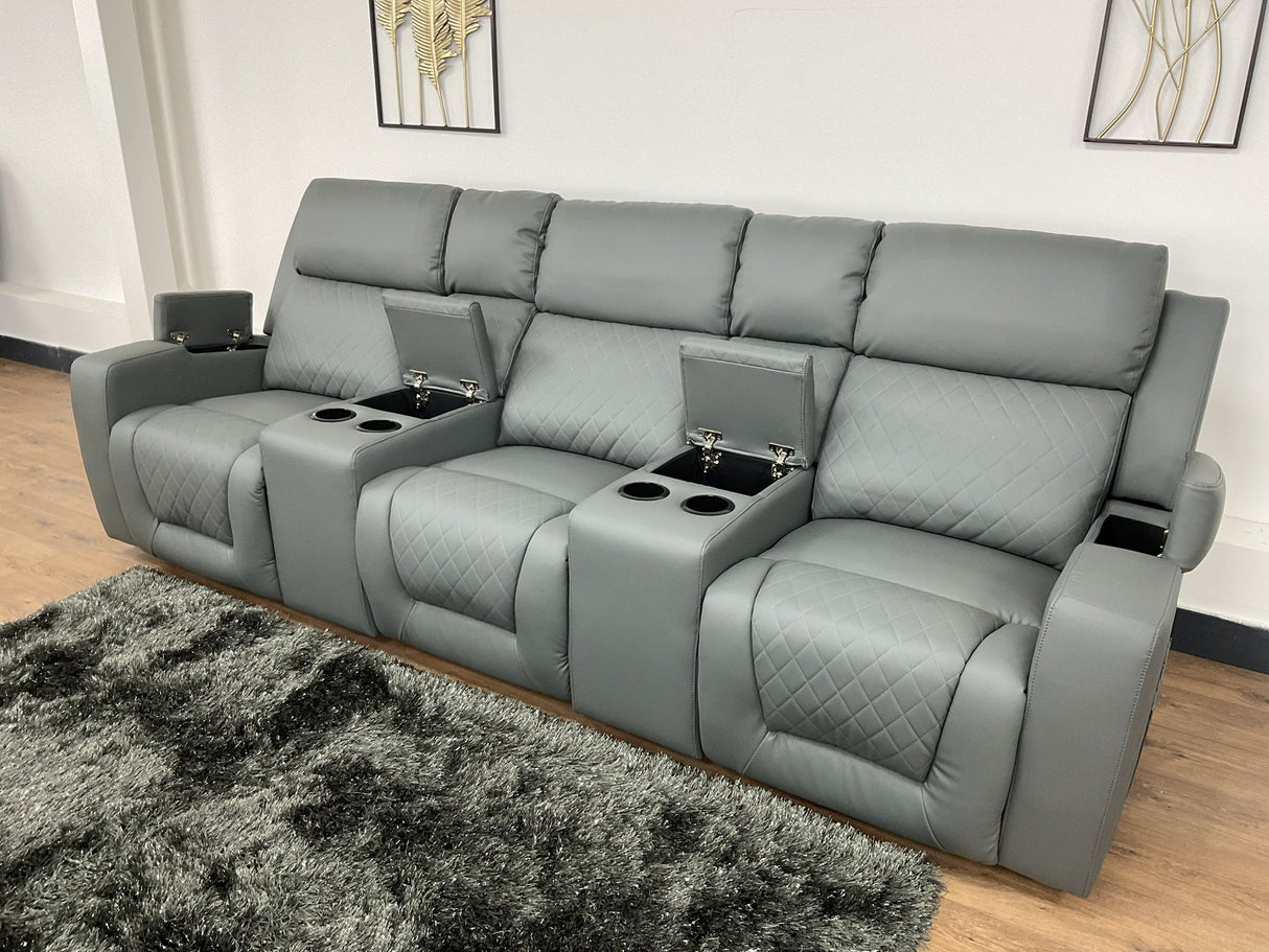 Napoli 3 Seat Electric Recliner Cinema Sofa (Available in Leather Black, Grey or Red)