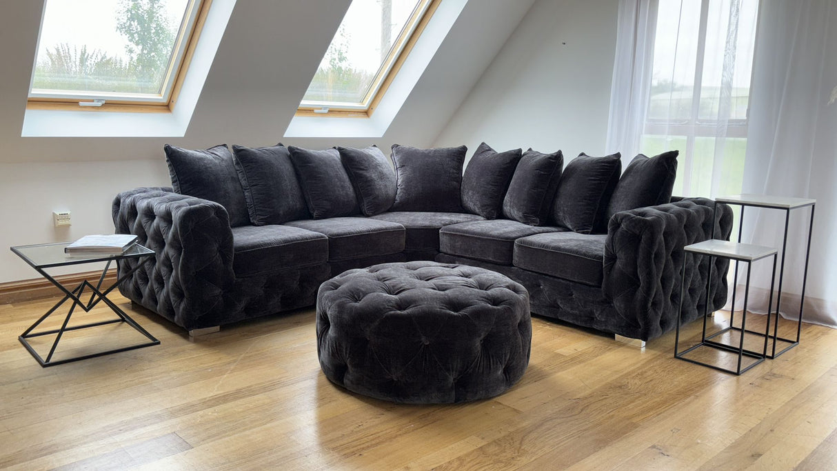Chelsea Corner Sofa in Velvet Charcoal