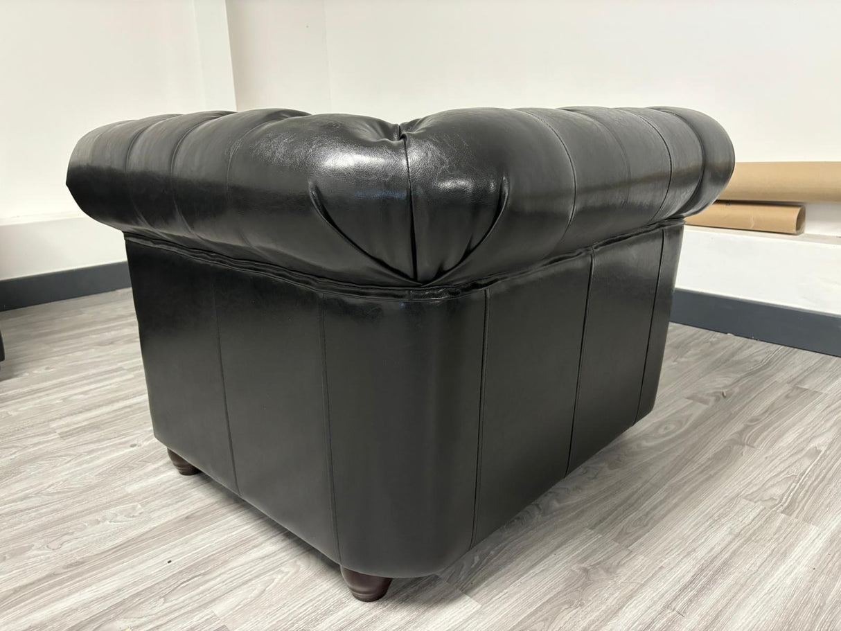 Hampton Armchair Chesterfield Leather Sofa (Available in Black Leather, Antique Brown Leather or Oxblood Red Leather)