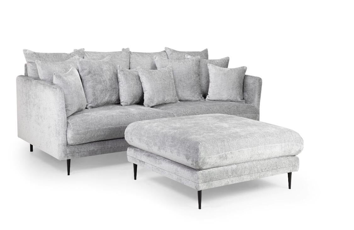 Wimbledon 4 seat sofa with footstool (Available in Velvet Silver)