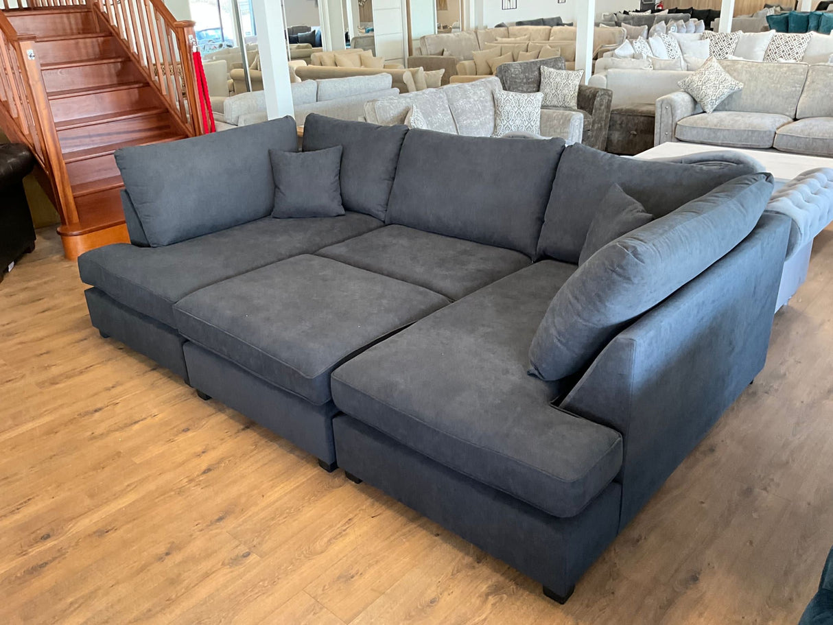 Westminster U-Shape/Cinema Sofa (Available in Plush Velvet Champagne, Plush Velvet Grey, Plush Velvet Black, Linen Beige, Linen Light Grey, Linen Charcoal, Boucle Cream or Boucle Grey)