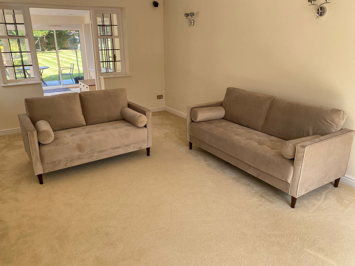 Brooklyn 3 and 2 Seat Sofa Bundle Deal (available in Plush Velvet Silver, Green, Blue or Beige)