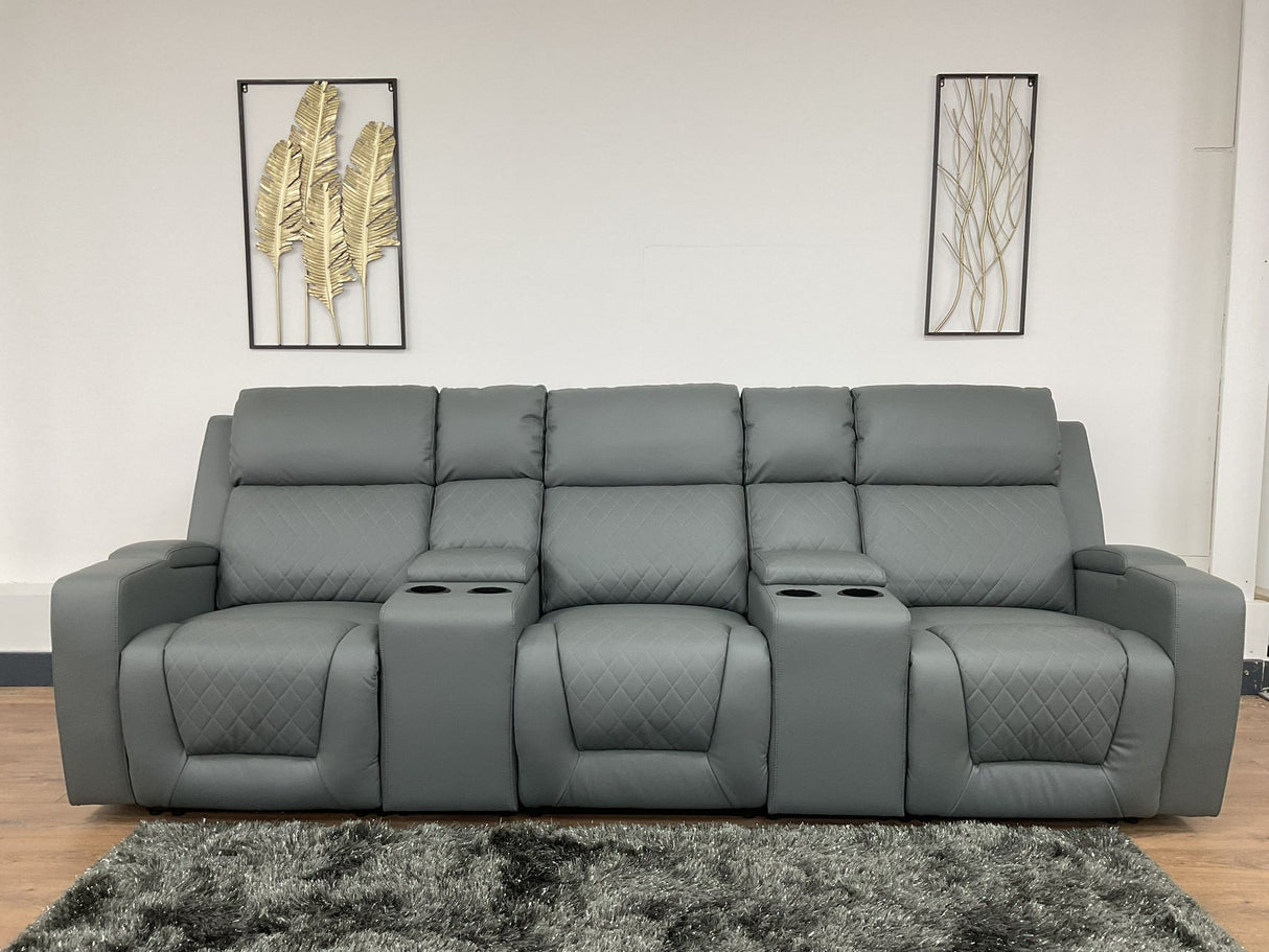 Napoli 3 Seat Electric Recliner Cinema Sofa (Available in Leather Black, Grey or Red)