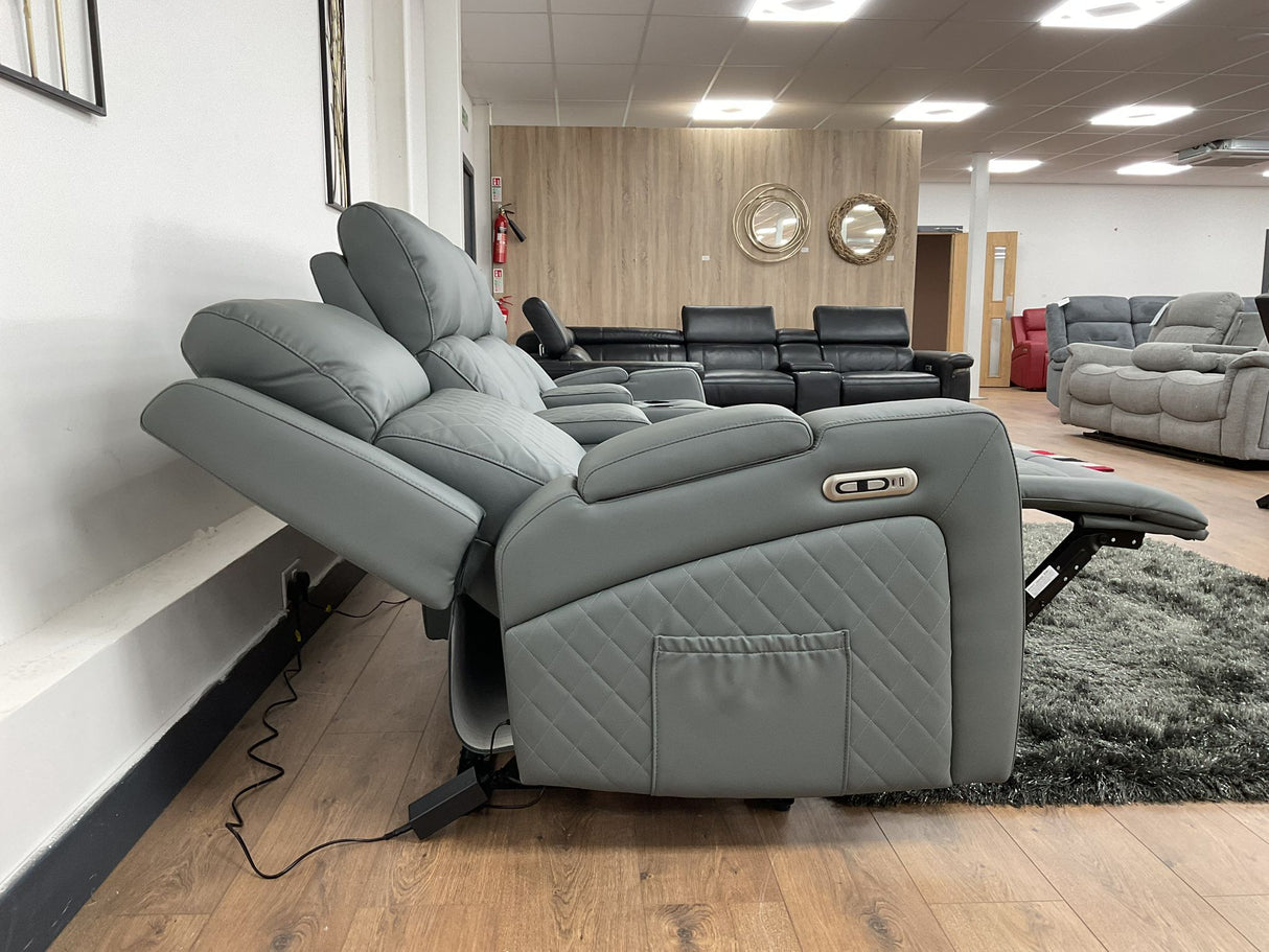Napoli 3 Seat Electric Recliner Cinema Sofa (Available in Leather Black, Grey or Red)