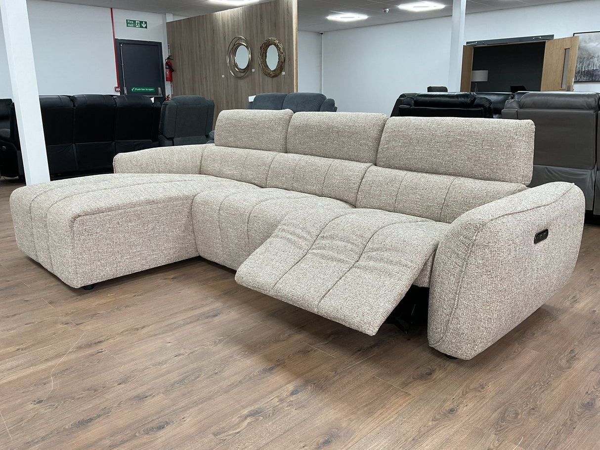 Tuscany Electric Recliner Corner Sofa (Available in Tweed Silver, Mocha or Charcoal)