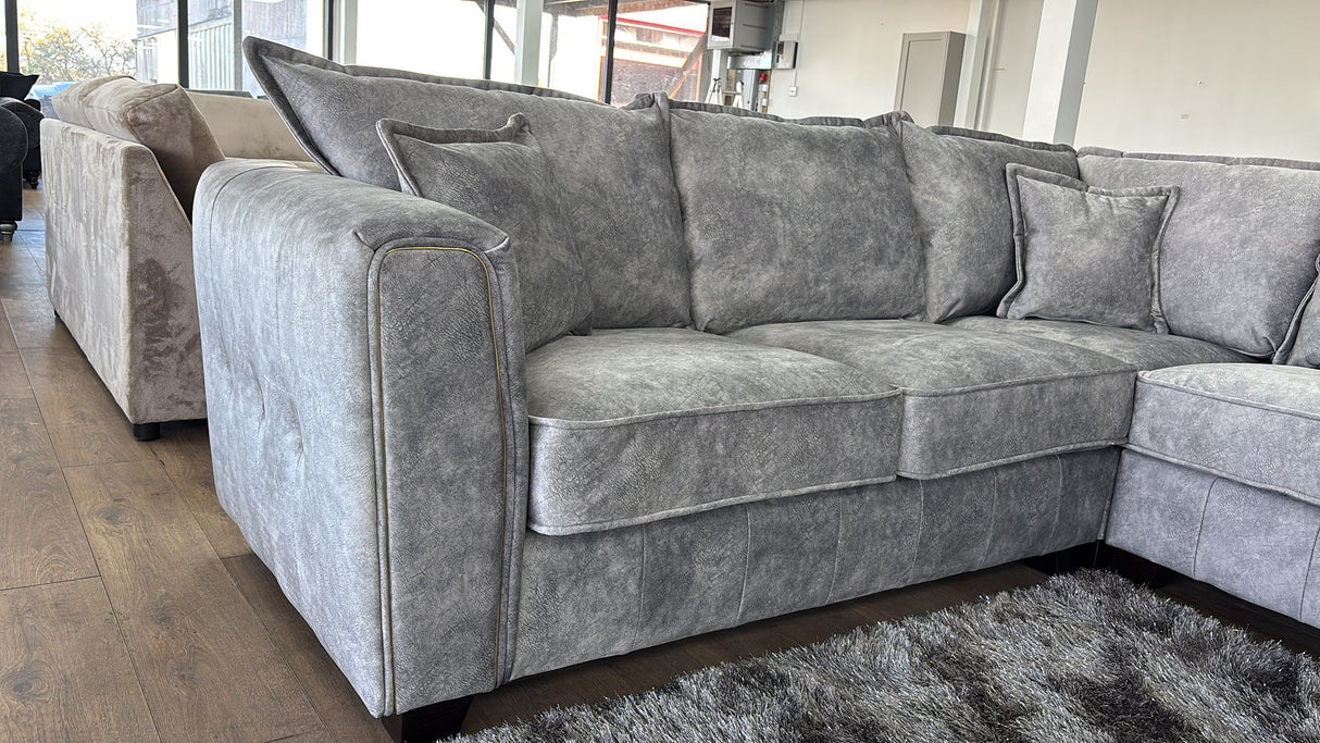 Venus Corner Sofa (Available in Ashley Velvet Silver, Charcoal or Brown)