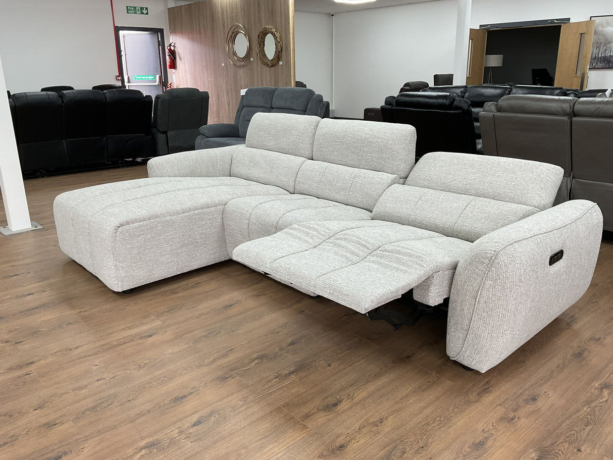 Tuscany Electric Recliner Corner Sofa (Available in Tweed Silver, Mocha or Charcoal)
