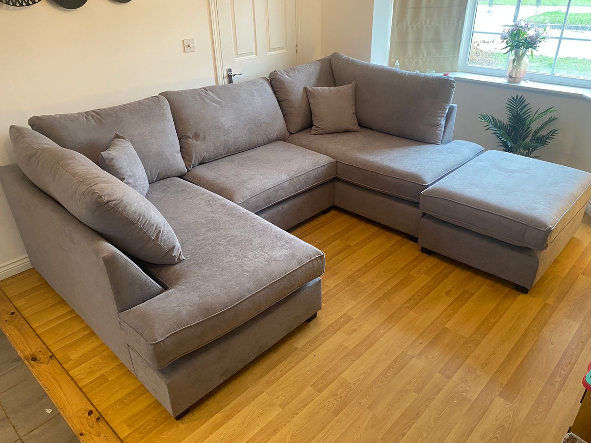 Westminster U-Shape/Cinema Sofa (Available in Plush Velvet Champagne, Plush Velvet Grey, Plush Velvet Black, Linen Beige, Linen Light Grey, Linen Charcoal, Boucle Cream or Boucle Grey)