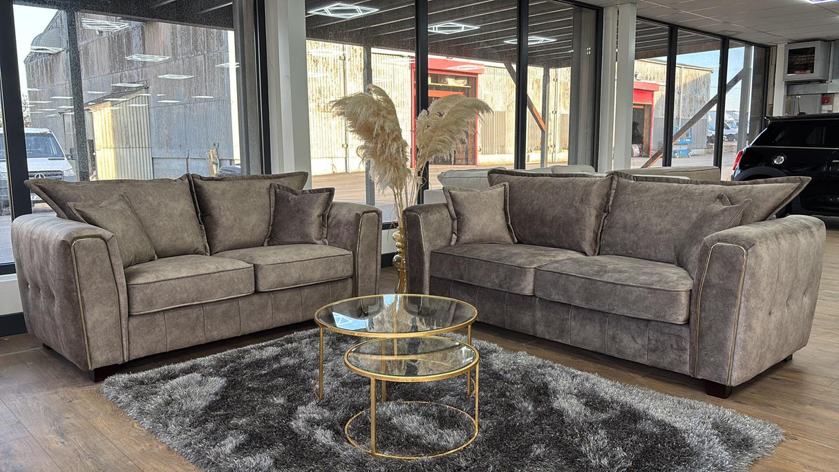 Venus 3 Seat and 2 Seat Sofa Bundle Deal (Available in Ashley Velvet Silver, Charcoal or Brown)