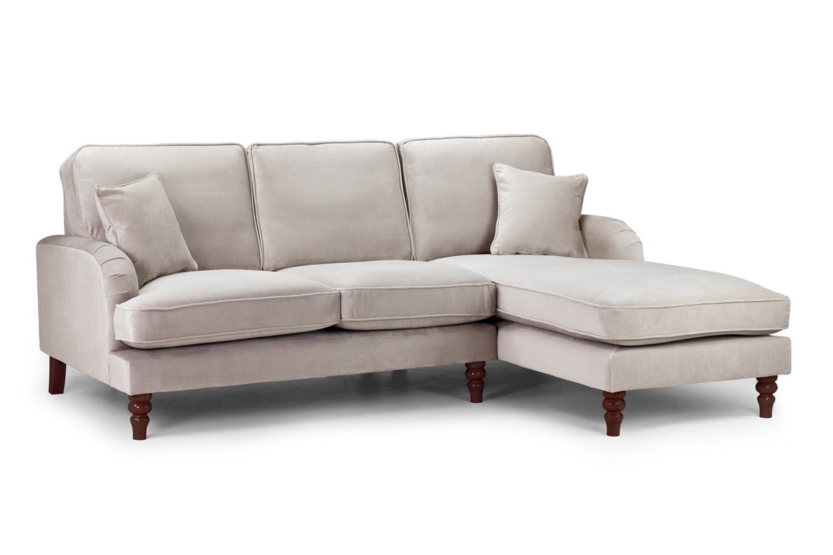 Rupert Chaise Corner Sofa in Plush Velvet Beige