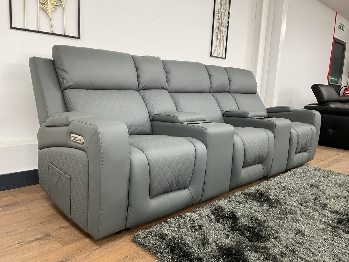 Napoli 3 Seat Electric Recliner Cinema Sofa (Available in Leather Black, Grey or Red)