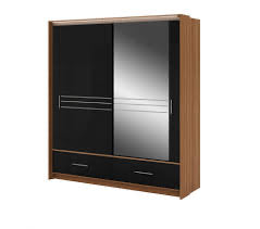 208cm Arizona LED Sliding Door Wardrobe (available in walnut with gloss white or walnut with gloss black)