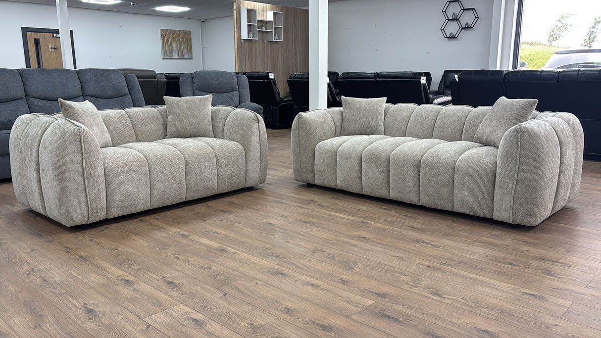 Veneto 3 Seat and 2 Seat Sofa Bundle Deal (Available in Chenille Olive, Beige, Grey or Brown)