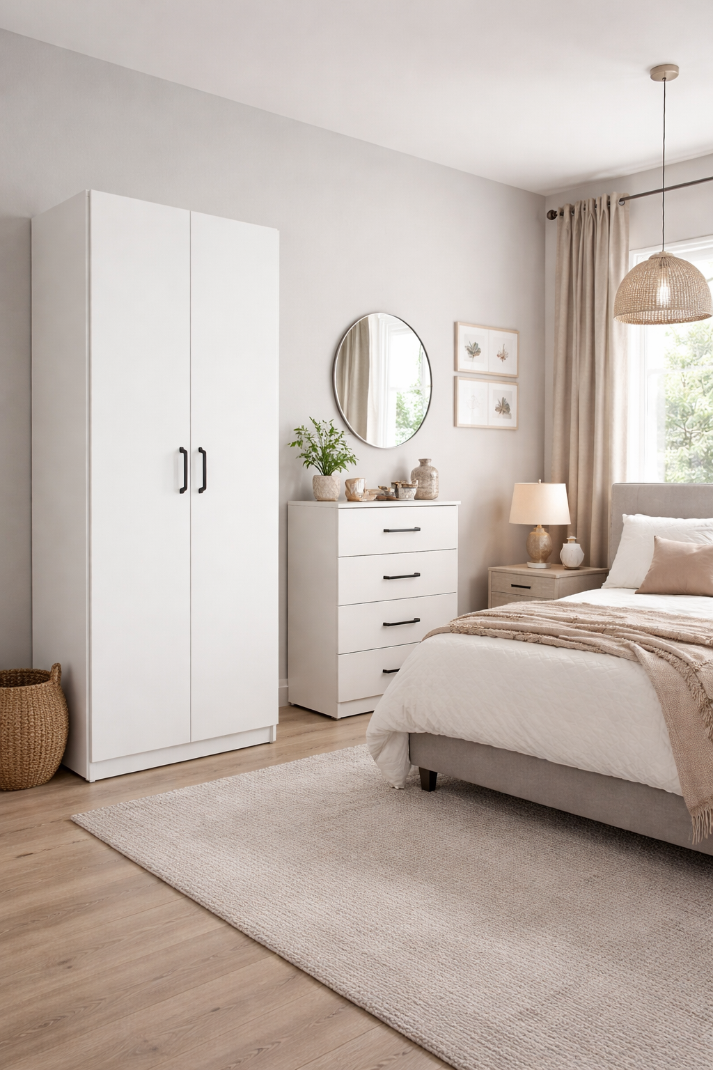 Economy Bedroom Set (Available in Light Grey, White, Oak or Dark Grey)