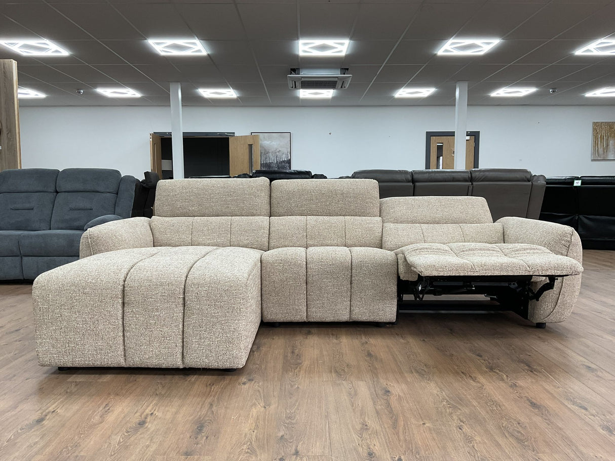 Tuscany Electric Recliner Corner Sofa (Available in Tweed Silver, Mocha or Charcoal)