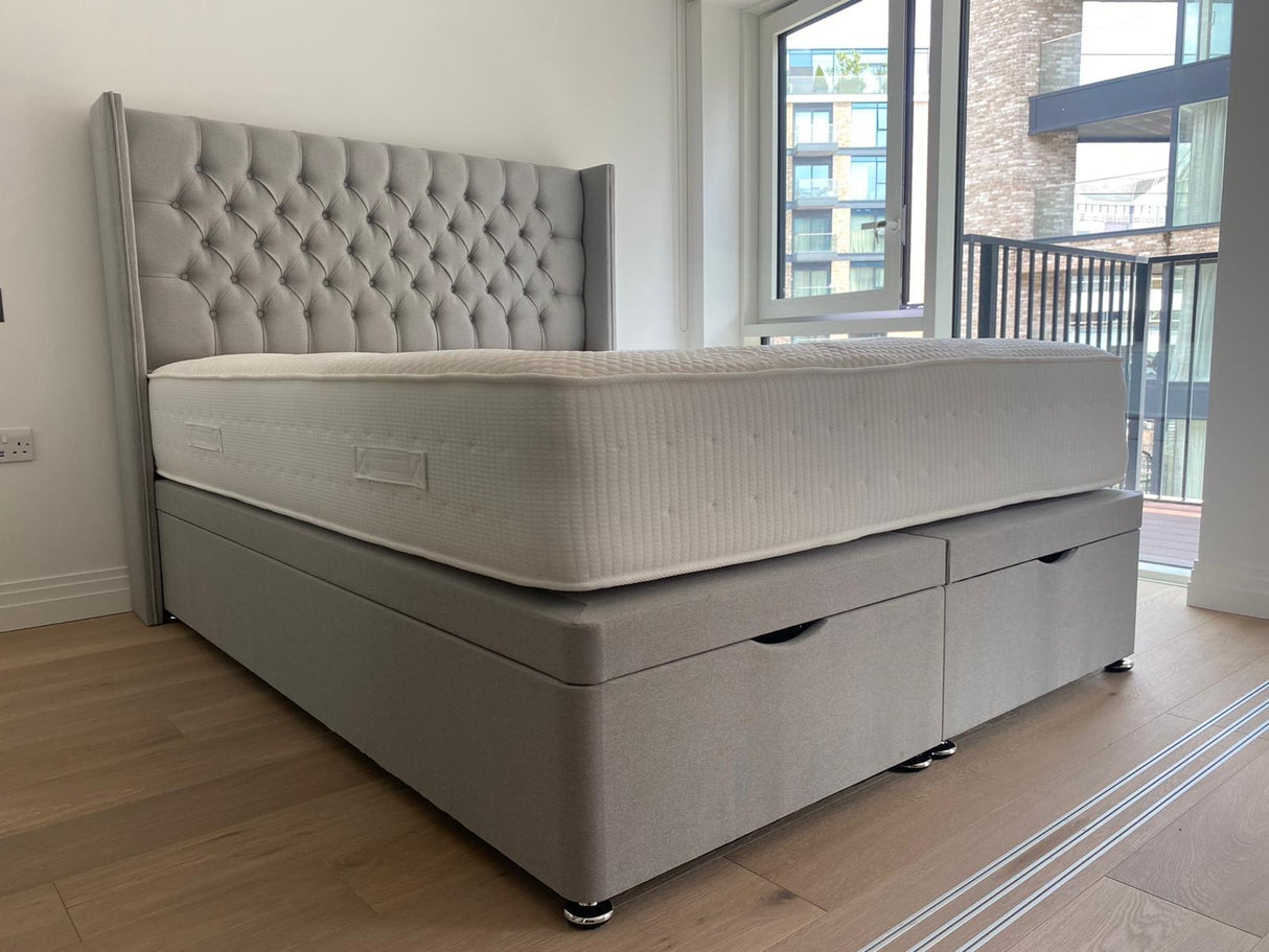 Balmoral Floor Standing Headboard With Ottoman Storage Divan Base