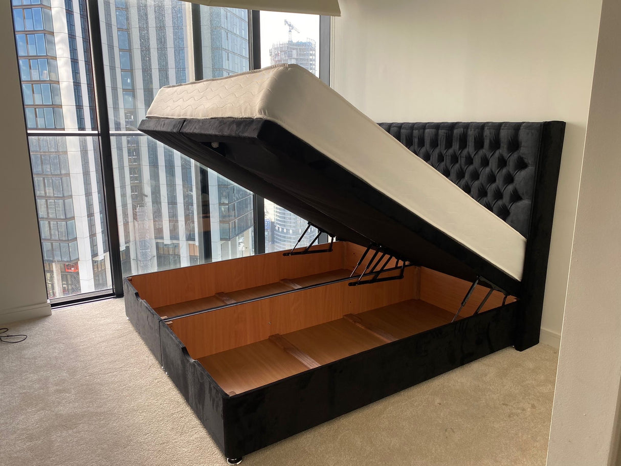 Balmoral Floor Standing Headboard With Ottoman Storage Divan Base