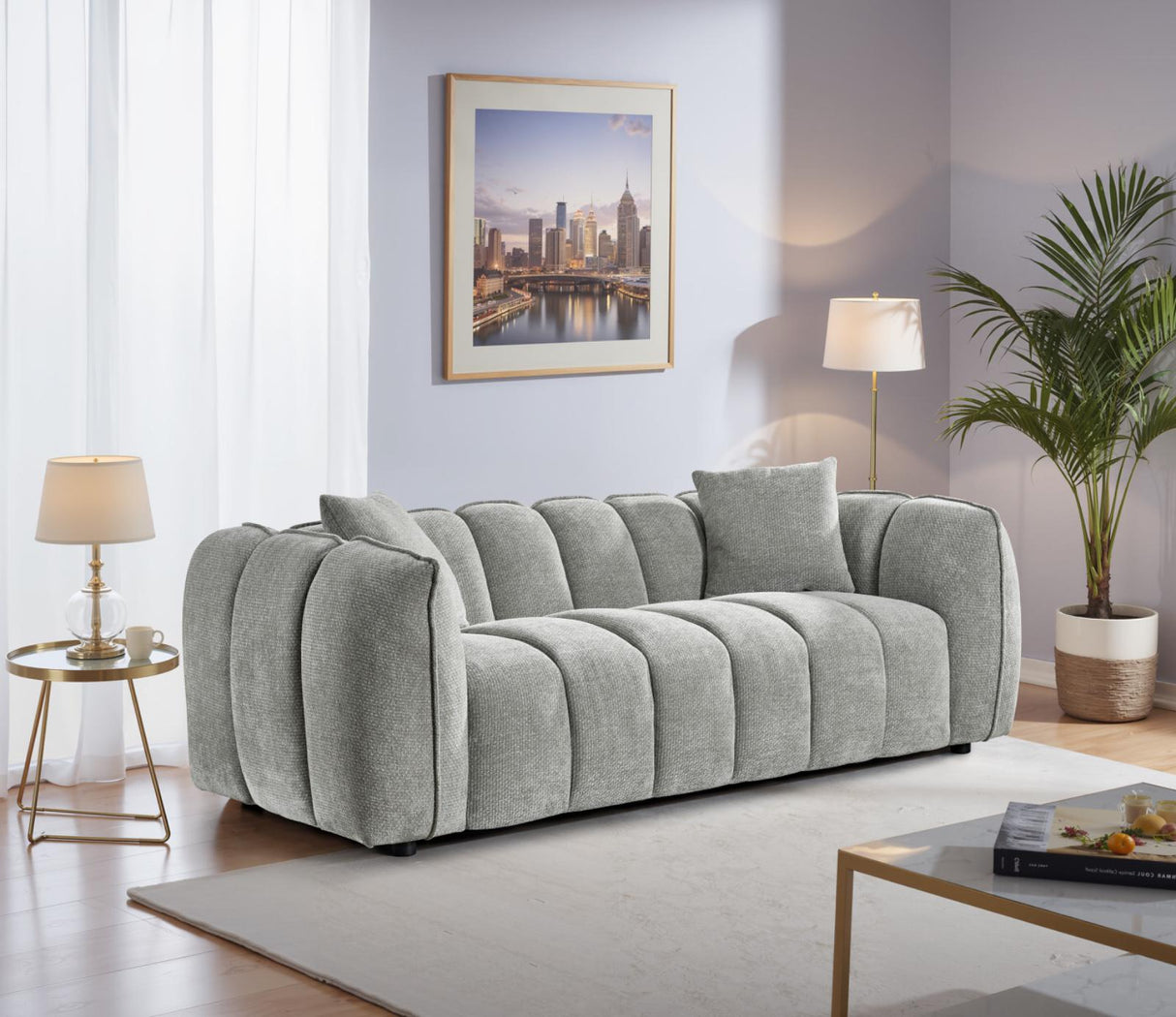 Veneto 3 Seat Sofa (Available in Chenille Olive, Beige, Grey or Brown)