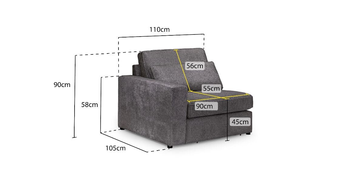 Lola Small Corner Modular Sofa (Available in Chenille Ivory, Mocha or Grey)