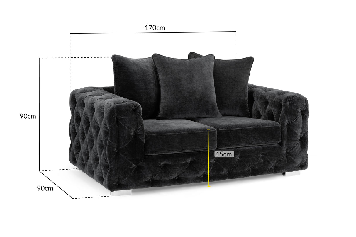 Chelsea 2 Seat Sofa in Velvet Charcoal