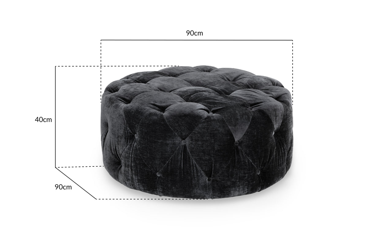 Chelsea footstool in Velvet Charcoal