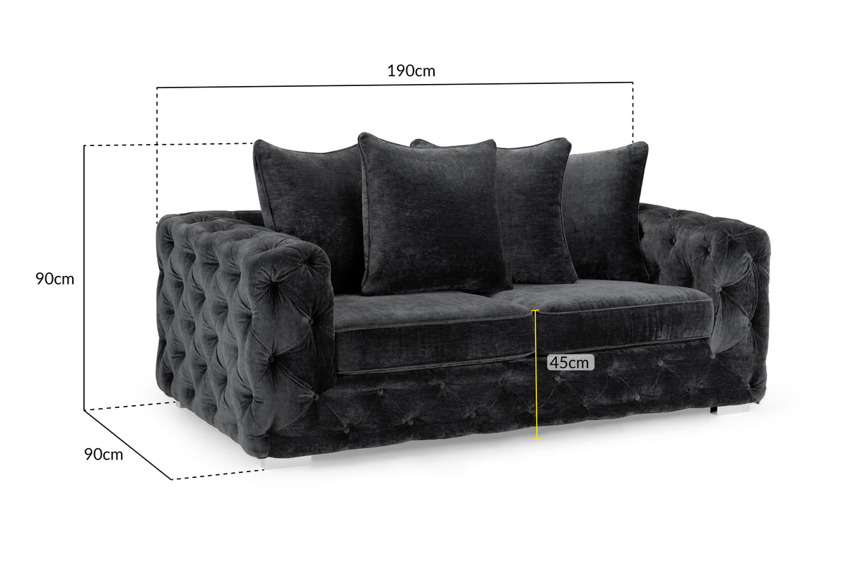 Chelsea 3 Seat Sofa in Velvet Charcoal