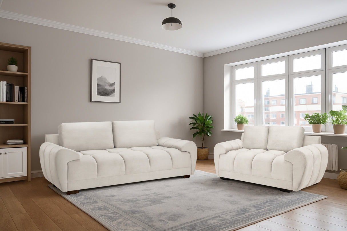 Stella 3 and 2 Seat Sofa Bundle Deal (Available in Velvet Grey, Velvet Cream, or Velvet Mocha)