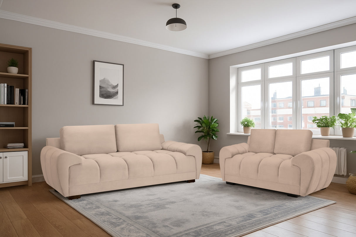 Stella 3 and 2 Seat Sofa Bundle Deal (Available in Velvet Grey, Velvet Cream, or Velvet Mocha)