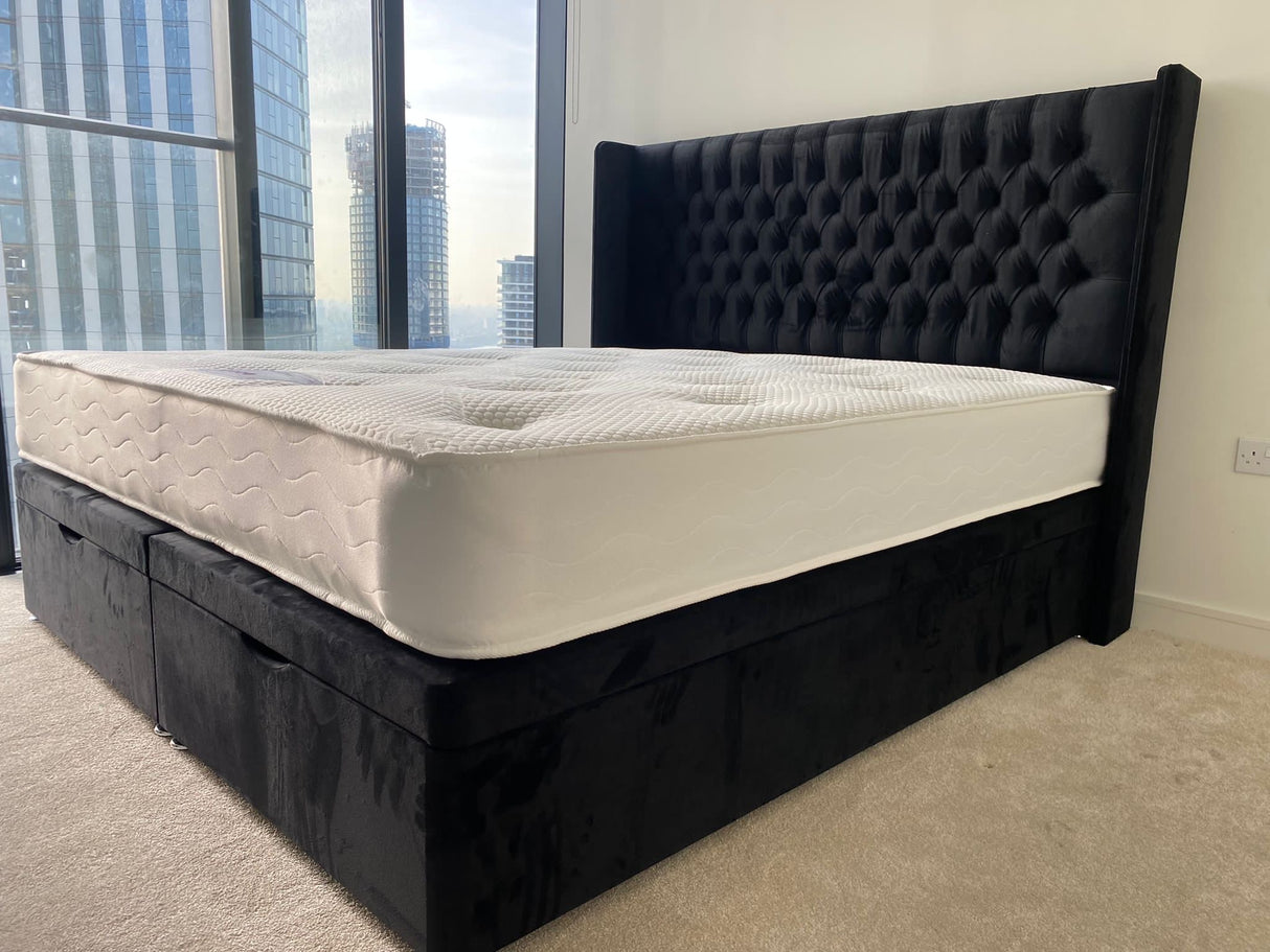 Balmoral Floor Standing Headboard With Ottoman Storage Divan Base